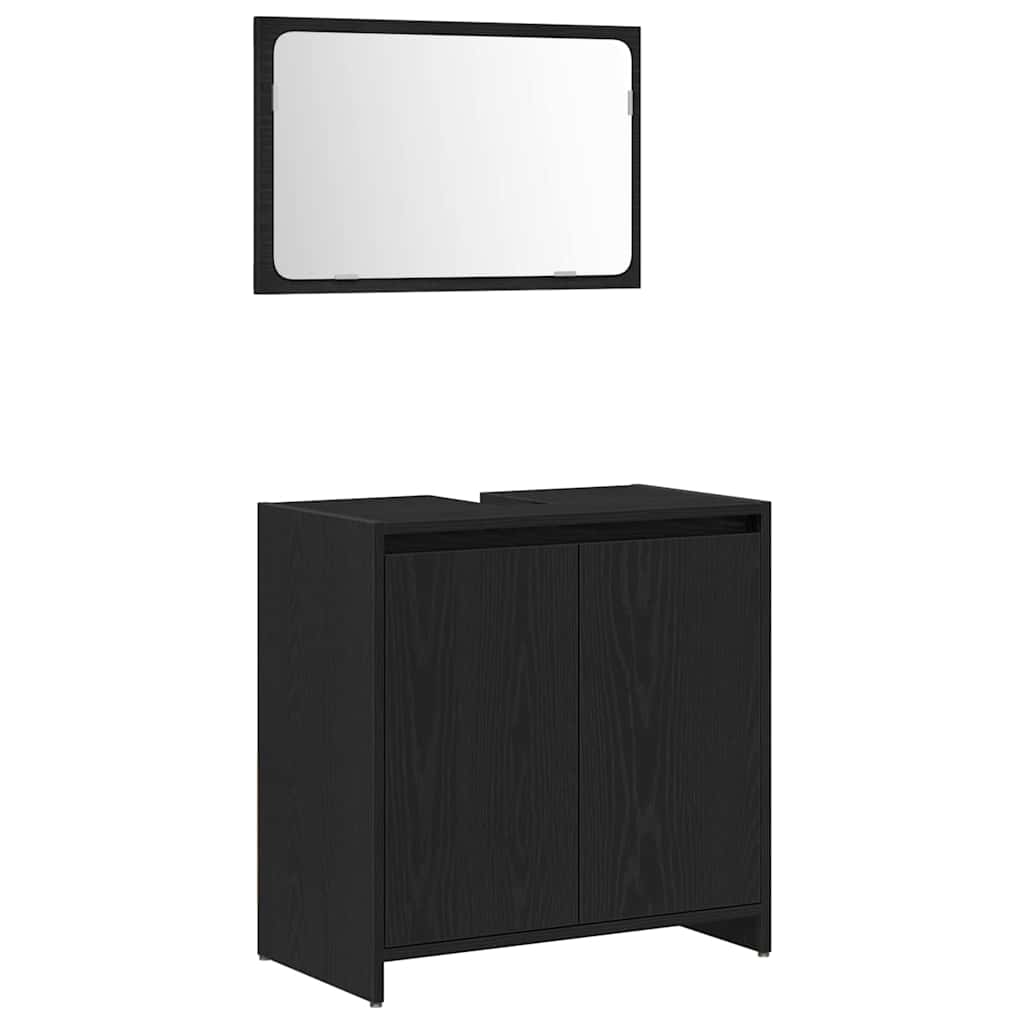 Badrumsskåp Svart Ek 60 x 33 x 60 cm Konstruerat trä