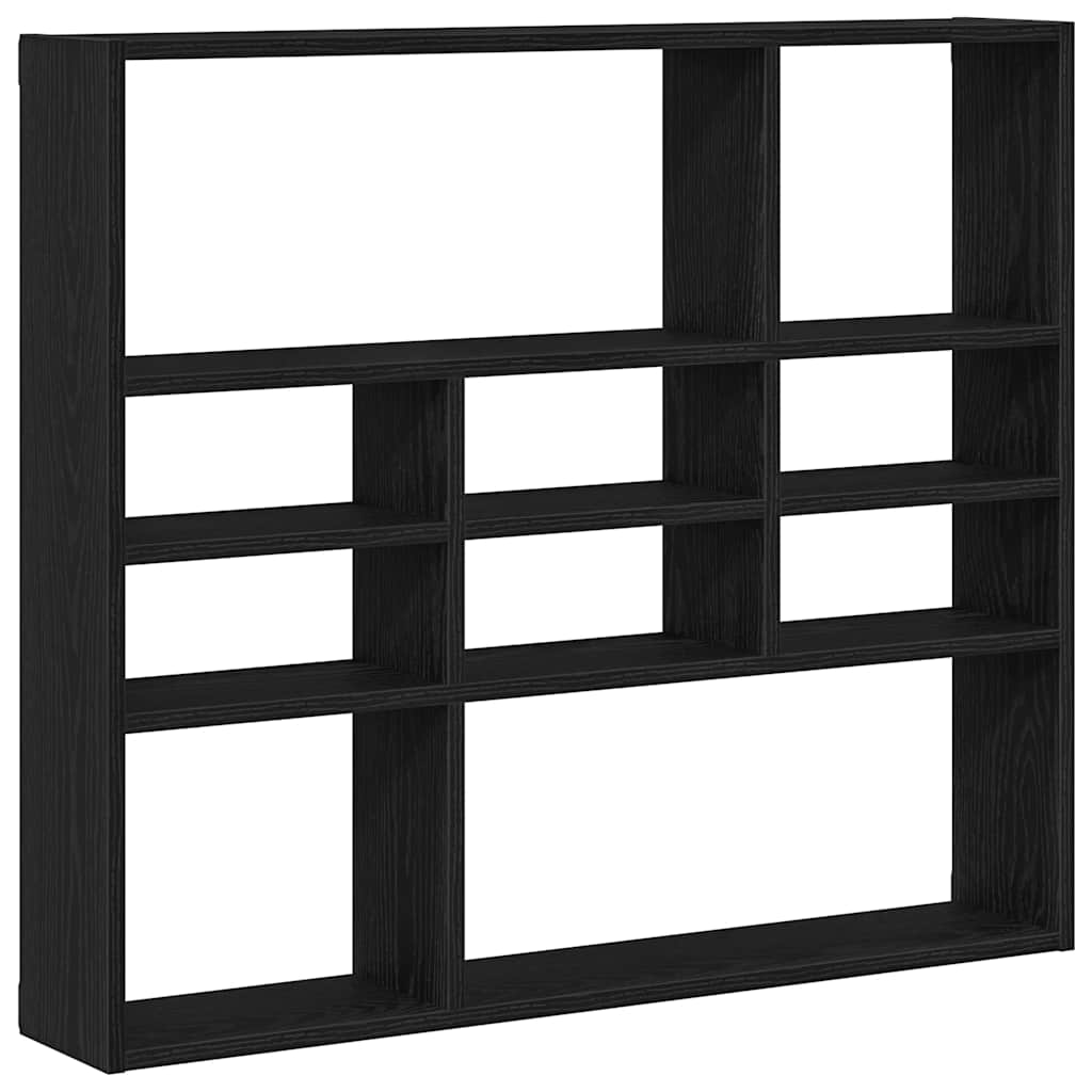 Vägghylla svart ek 90x16x78 cm konstruerat trä