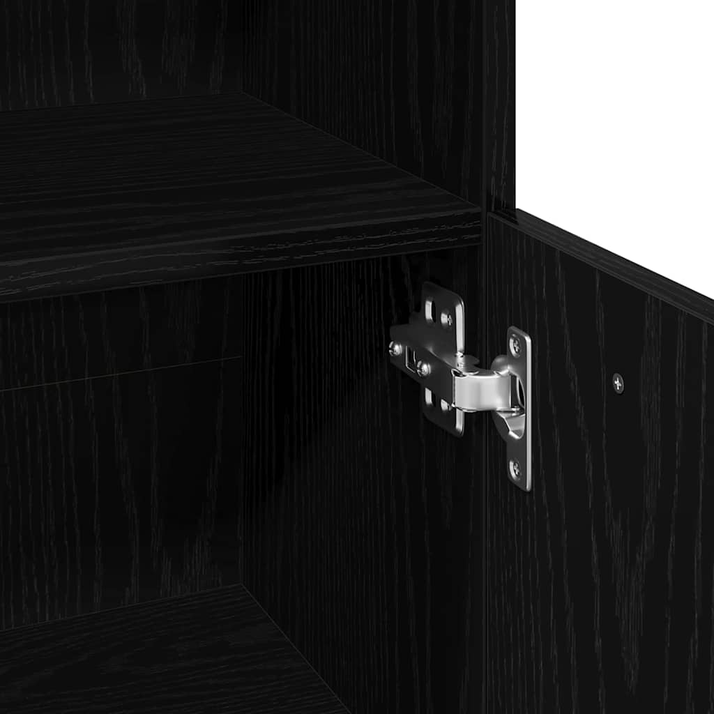 Badrumsskåp med dörr Svart Ek 30 x 30 x 95 cm Konstruerat trä