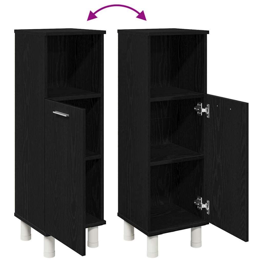 Badrumsskåp med dörr Svart Ek 30 x 30 x 95 cm Konstruerat trä