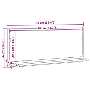 Spegelhylla artisan ek 90 x 10,5 x 37 cm Konstruerat trä