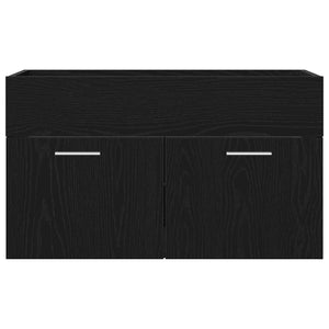 Diskbänksskåp med lagring med dörr Svart Ek Konstruerat trä