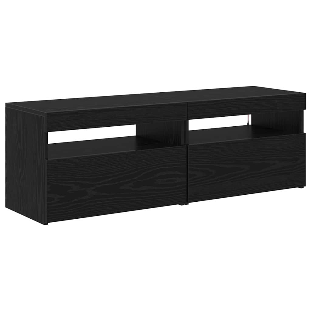 TV-skåp 2 pcs Svart Ek 60 x 35 x 40 cm Konstruerat trä