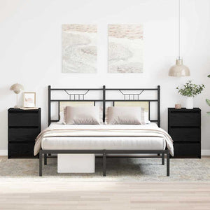 Nattduksbord 2 pcs Svart Ek 40 x 35 x 62,5 cm Konstruerat trä