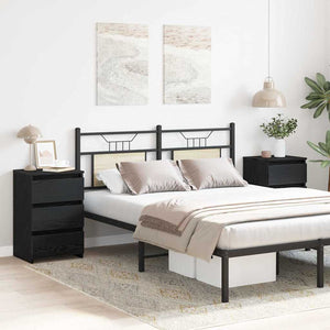 Nattduksbord 2 pcs Svart Ek 40 x 35 x 62,5 cm Konstruerat trä