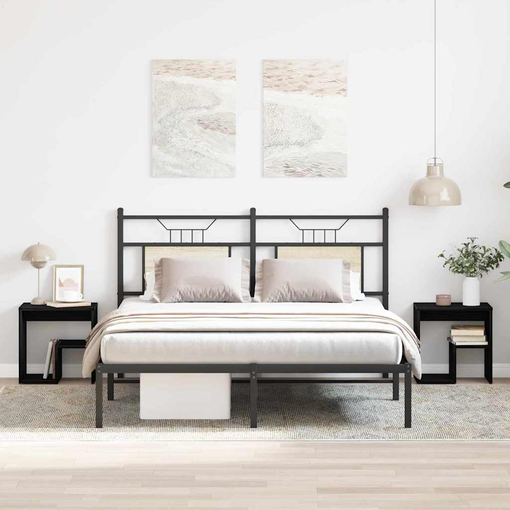 Nattduksbord 2 pcs Svart Ek 40 x 30 x 40 cm Konstruerat trä