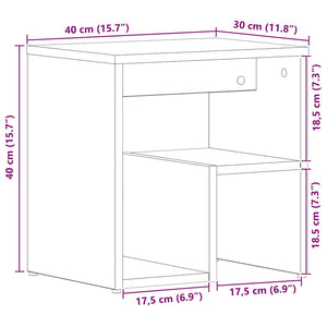 Nattduksbord 2 pcs Svart Ek 40 x 30 x 40 cm Konstruerat trä