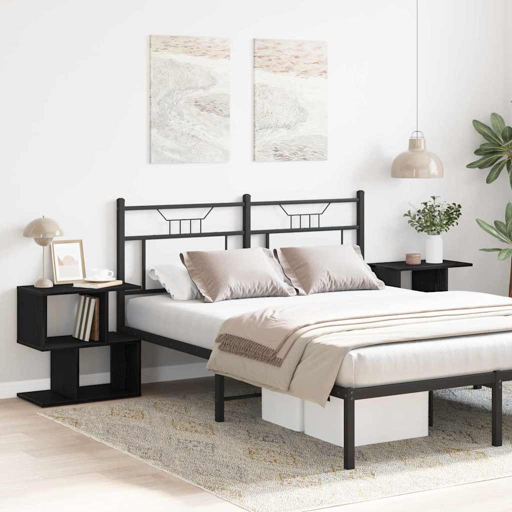 Nattduksbord 2 pcs Svart Ek 50 x 30 x 51,5 cm Konstruerat trä