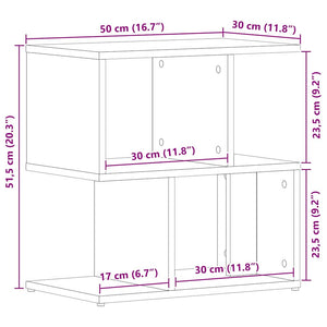 Nattduksbord 2 pcs Svart Ek 50 x 30 x 51,5 cm Konstruerat trä