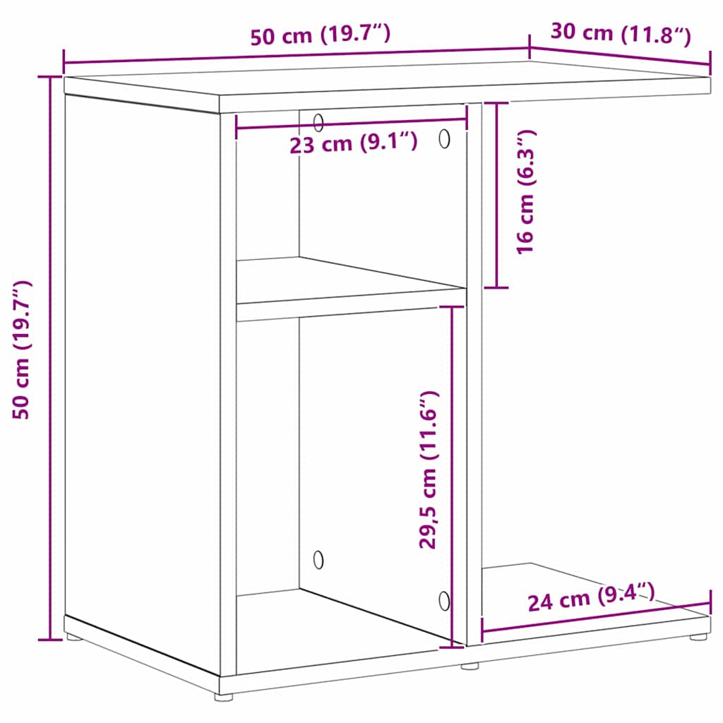 Sidobord Svart Ek 50 x 30 x 50 cm Konstruerat trä