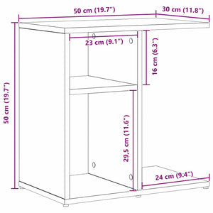 Sidobord Svart Ek 50 x 30 x 50 cm Konstruerat trä