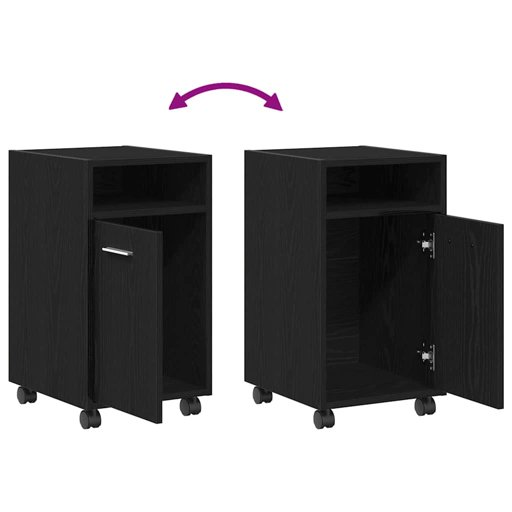 Hjulad Sidogarderob Svart Ek 33 x 38 x 60 cm Konstruerat trä