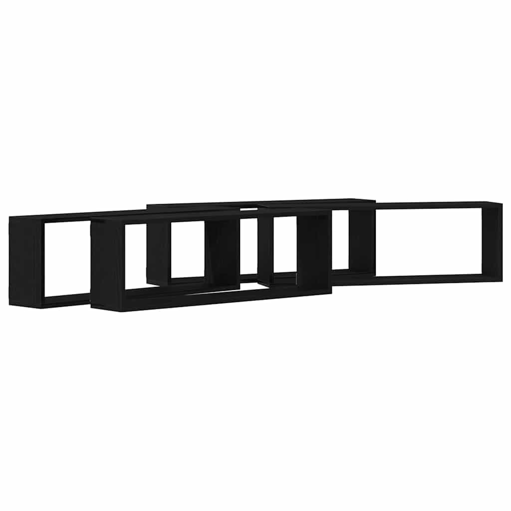 Vägg hyllor 4 st Svart Ek 80 x 15 x 26 cm Konstruerat trä