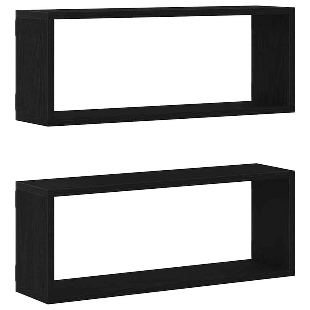 Vägg hyllor 2 st Svart Ek 60 x 15 x 23 cm Konstruerat trä
