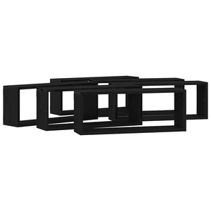 Vägghyllor 6 pcs Svart ek 60 x 15 x 23 cm Konstruerat trä
