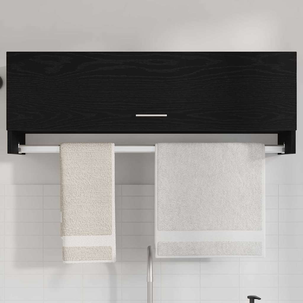 Garderob med låda Svart Ek 100 x 32,5 x 35 cm Konstruerat trä