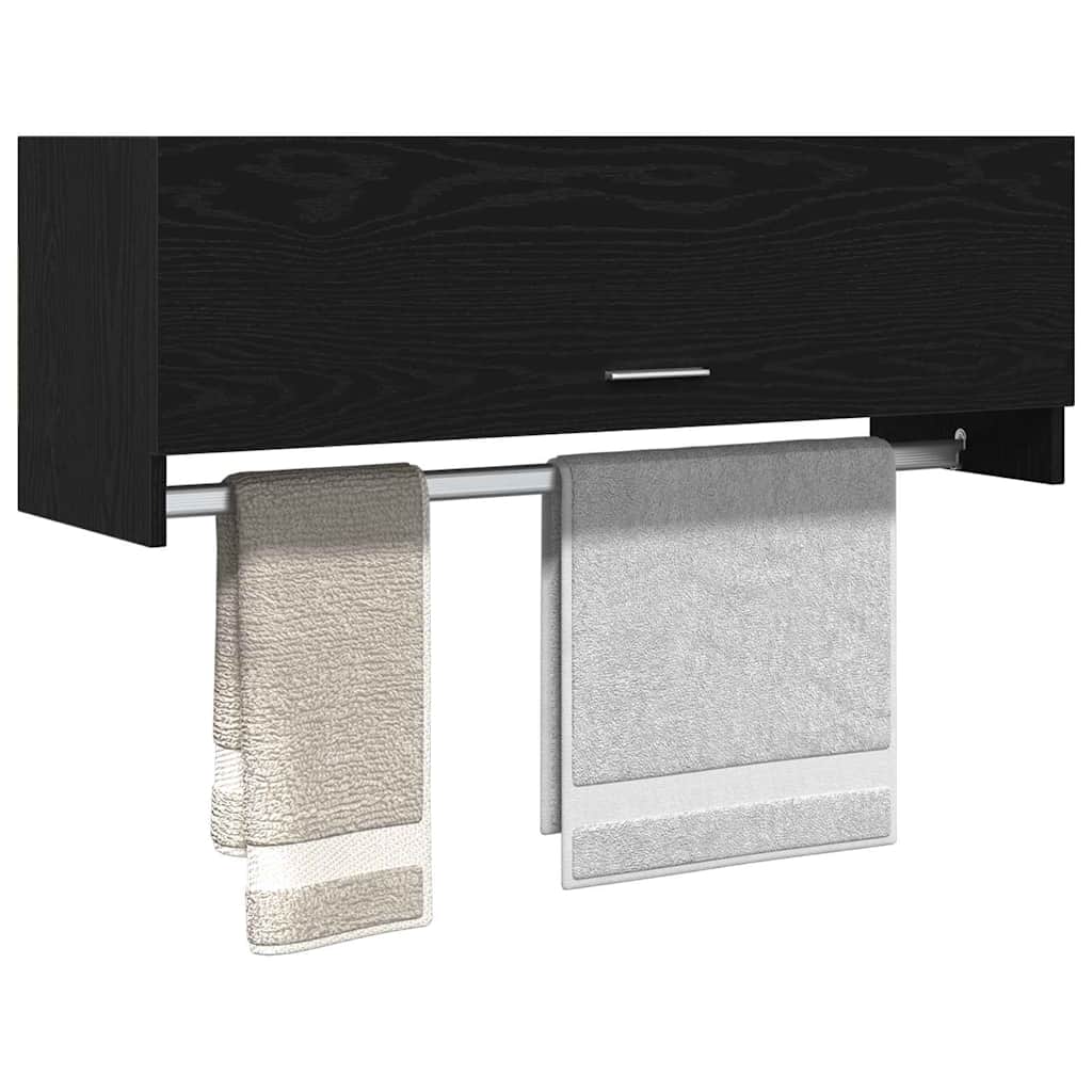 Garderob med låda Svart Ek 100 x 32,5 x 35 cm Konstruerat trä