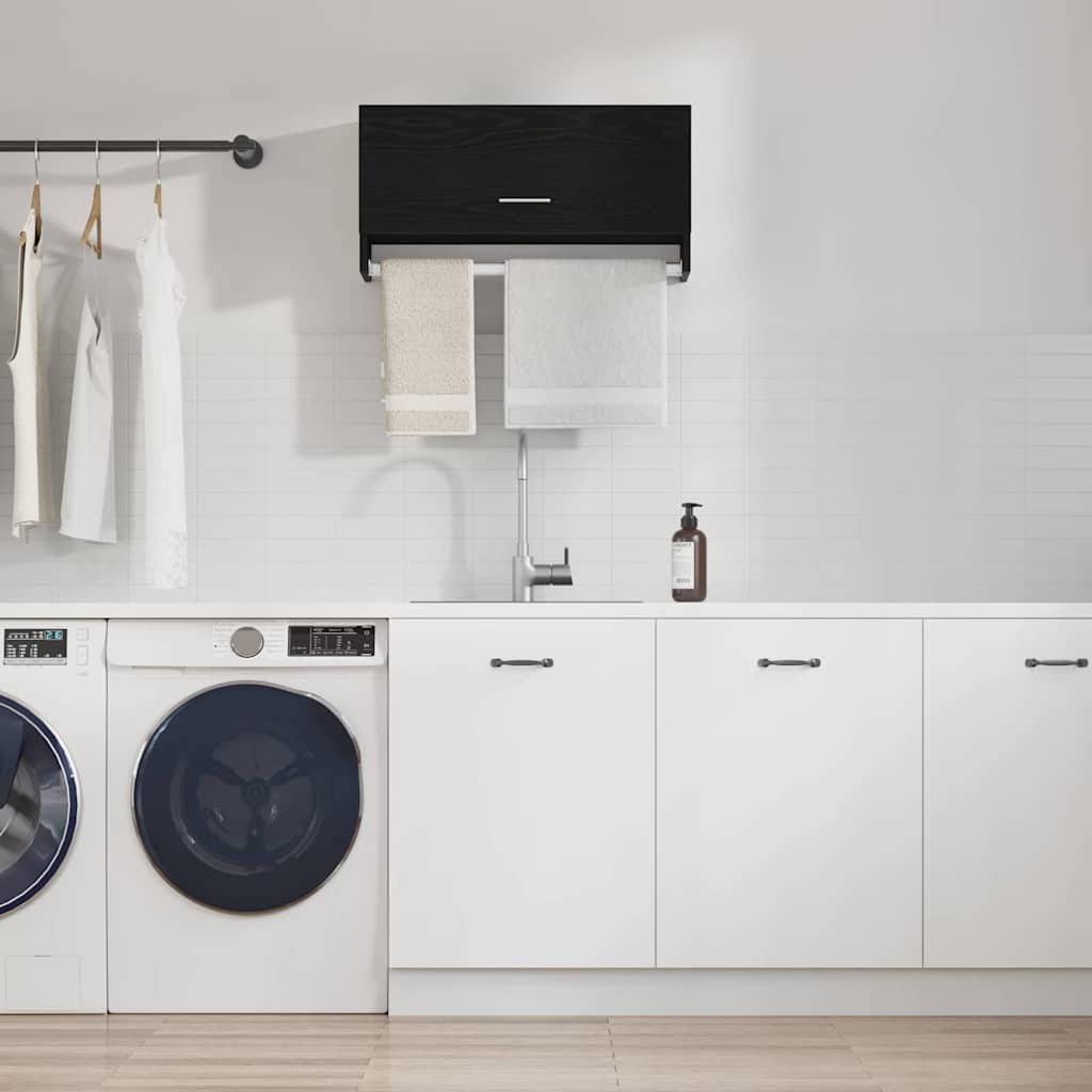 Garderob med låda Svart Ek 70 x 32,5 x 35 cm Konstruerat trä