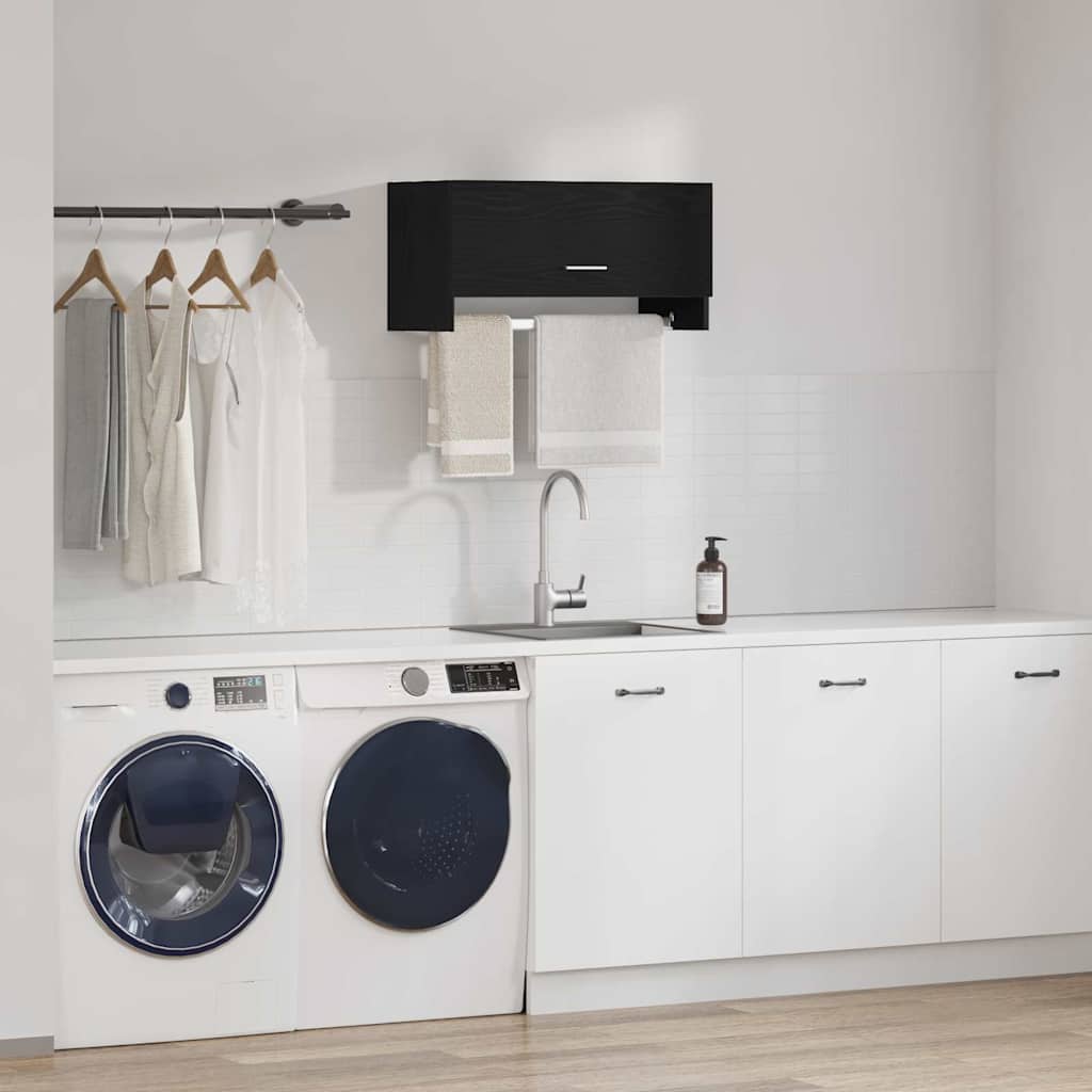 Garderob med låda Svart Ek 70 x 32,5 x 35 cm Konstruerat trä