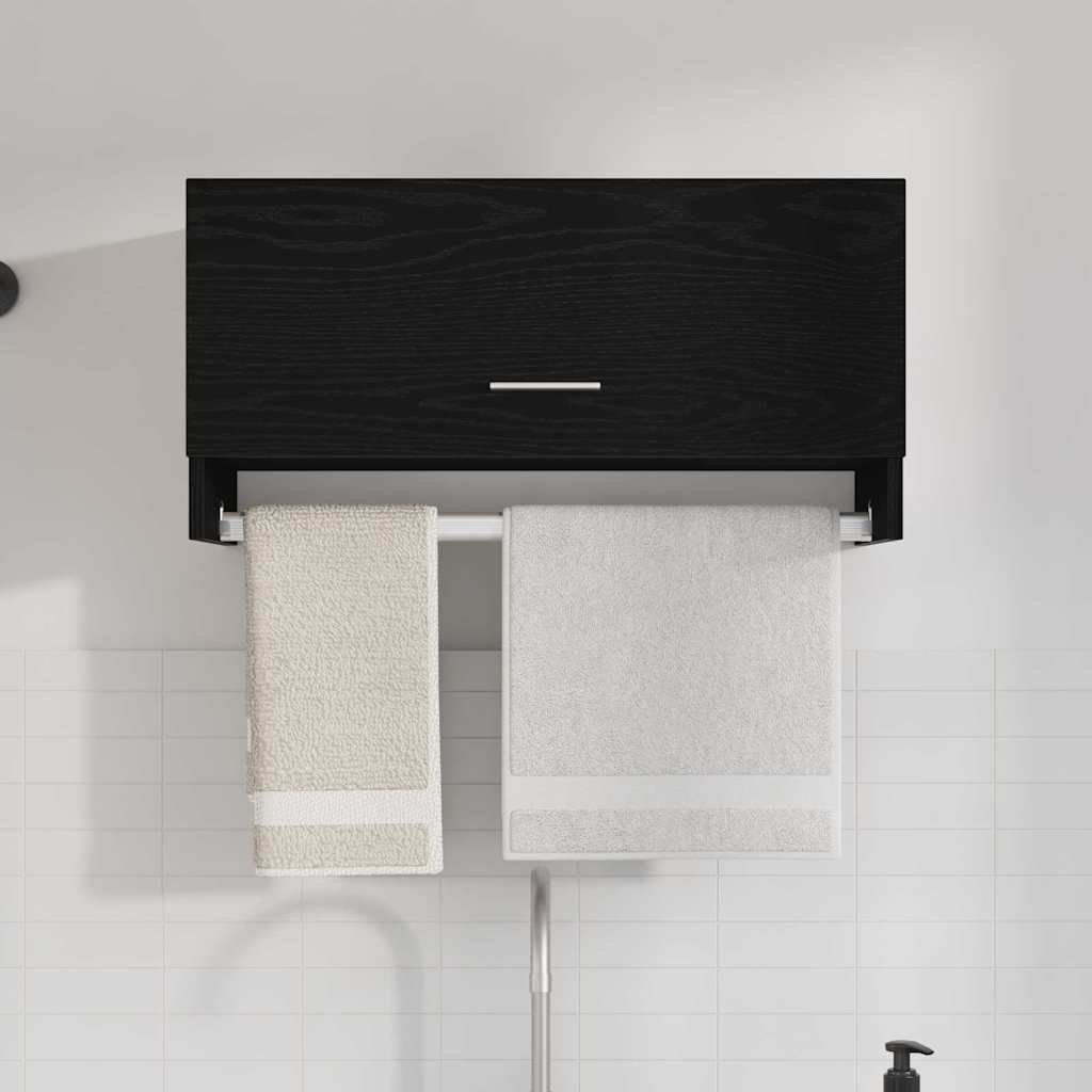 Garderob med låda Svart Ek 70 x 32,5 x 35 cm Konstruerat trä