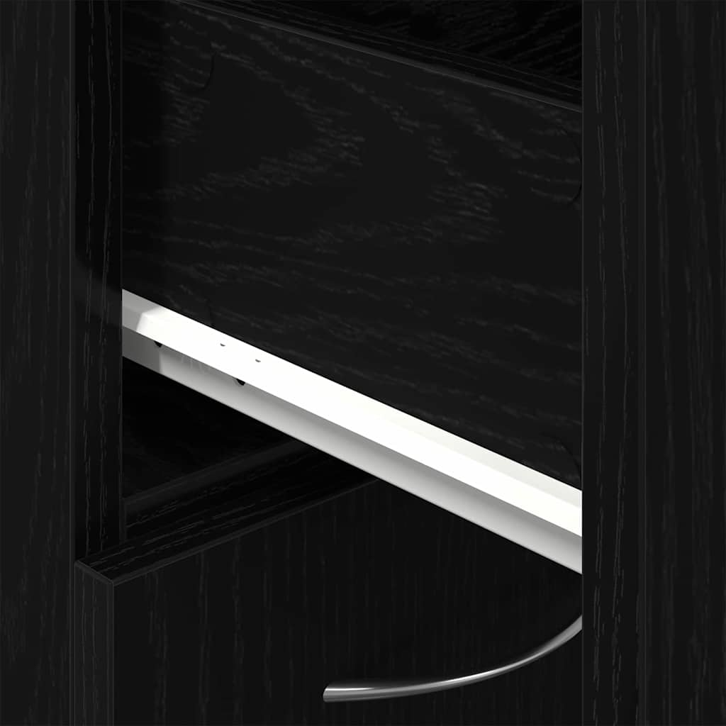 Badrumsskåp med låda Svart Ek 25 x 25 x 170 cm Konstruerat trä