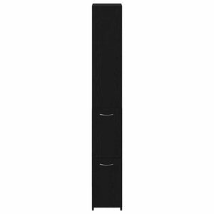 Badrumsskåp med låda Svart Ek 25 x 25 x 170 cm Konstruerat trä