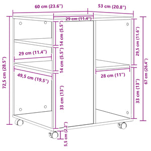 Förvaringsskåp Svart Ek 60 x 53 x 72,5 cm Konstruerat trä