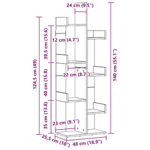 Bokhylla Svart Ek 48 x 25,5 x 140 cm Konstruerat trä
