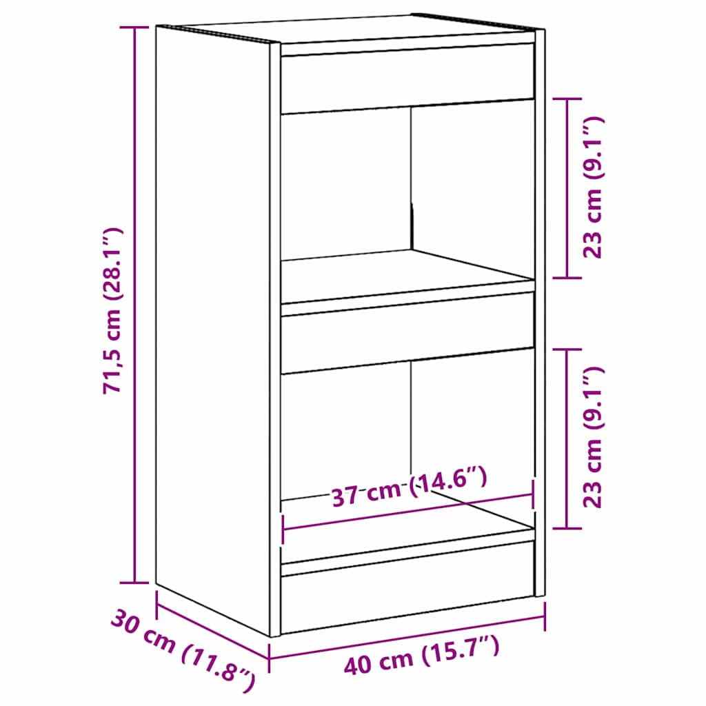 Bokskåp Svart Ek 40 x 30 x 71,5 cm Konstruerat trä