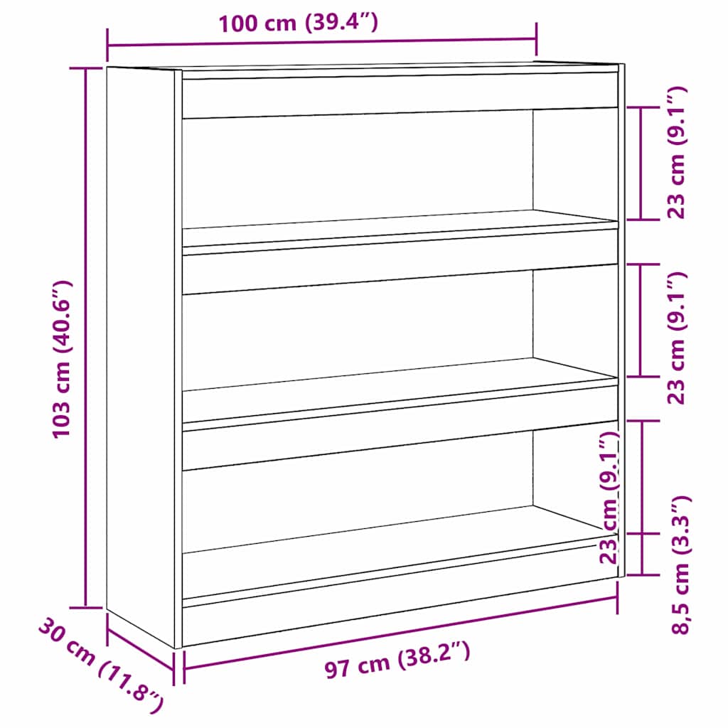 Bokskåp Gammalt trä 100 x 30 x 103 cm Konstruerat trä