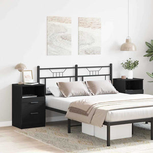 Nattduksbord 2 pcs Svart Ek 40 x 35 x 65 cm Konstruerat trä