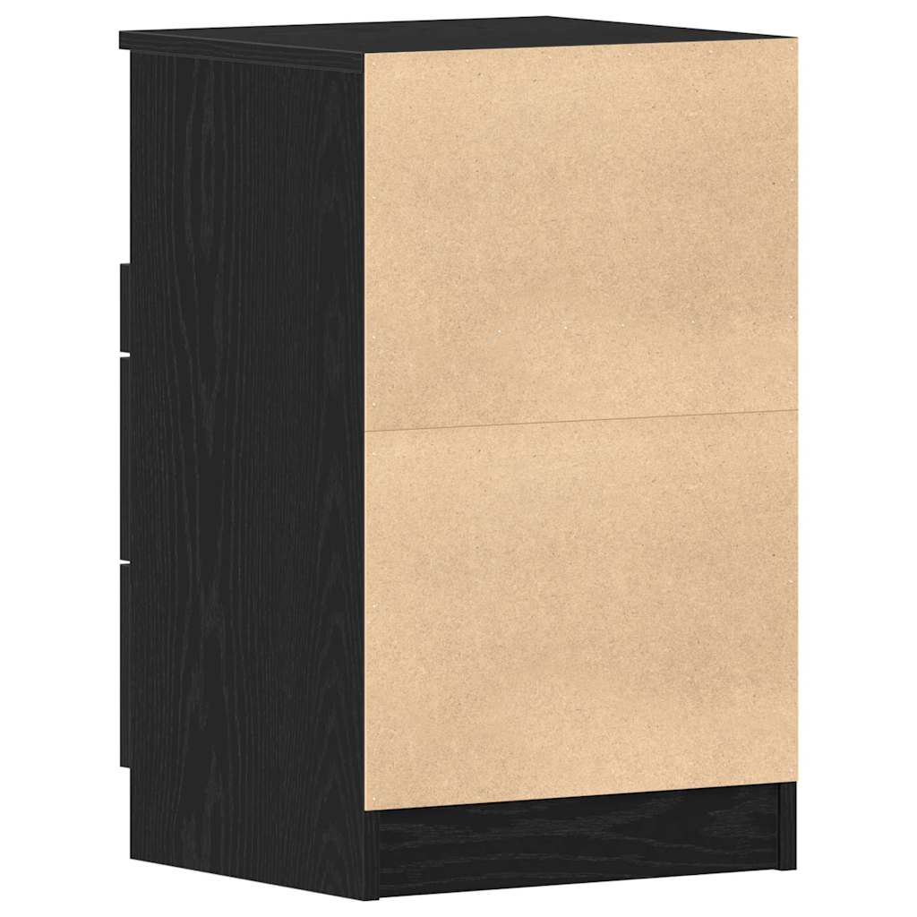 Nattduksbord 2 pcs Svart Ek 40 x 35 x 65 cm Konstruerat trä