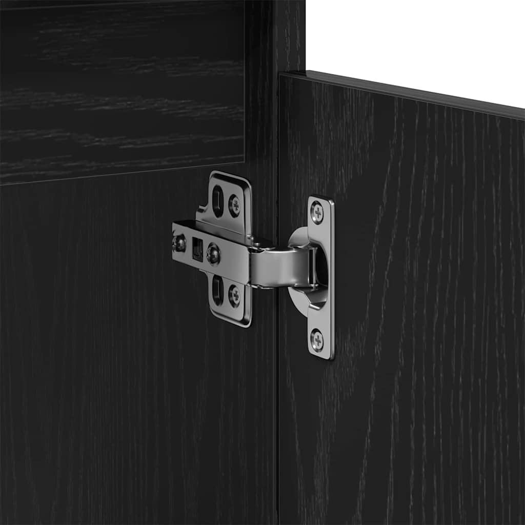 Badrumsskåp med handfat med hylla Svart Ek 58 x 33 x 60 cm