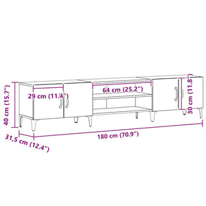 TV-skåp Svart Ek 180 x 31,5 x 40 cm Konstruerat trä