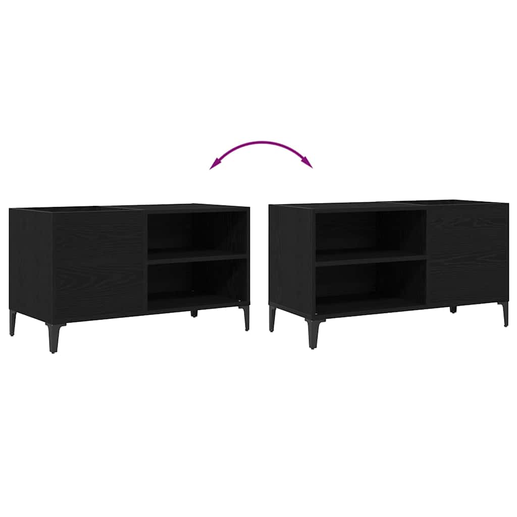 Skivskåp med hylla Svart Ek 84,5 x 38 x 48 cm Konstruerat trä