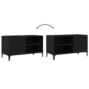 Skivskåp med hylla Svart Ek 84,5 x 38 x 48 cm Konstruerat trä