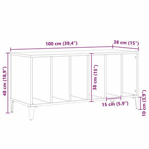 Skivskåp med hylla Svart Ek 100 x 38 x 48 cm Konstruerat trä