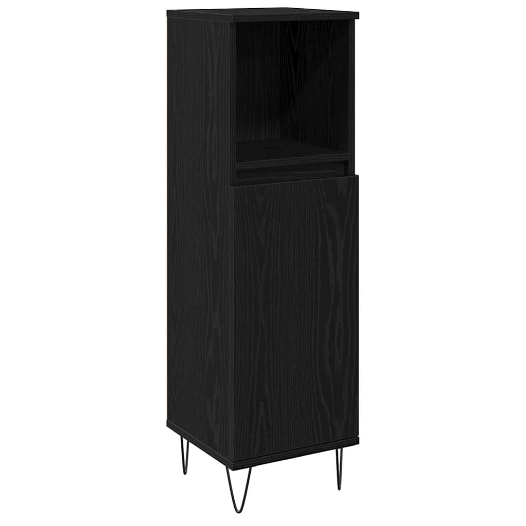 Badrumsskåp Svart Ek 30 x 30 x 100 cm Konstruerat trä