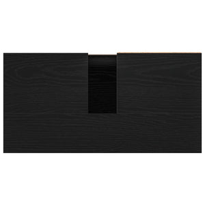 Badrumsskåp med handfat med låda Svart Ek 65 x 33 x 60 cm