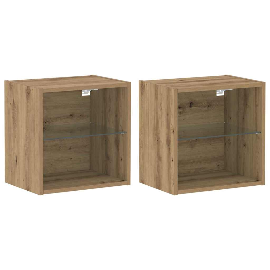 Flytande hylla 2 pcs Brun 40 x 28,5 x 40 cm Konstruerat trä