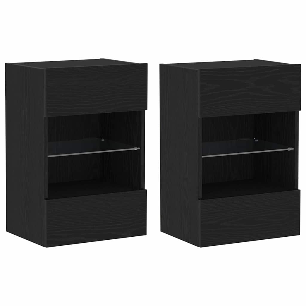 TV-bänkset 2 pcs Svart 40 x 30 x 60,5 cm Konstruerat trä