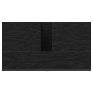 Badrumsskåp med handfat med lagring Svart Ek 60 x 30 x 60 cm