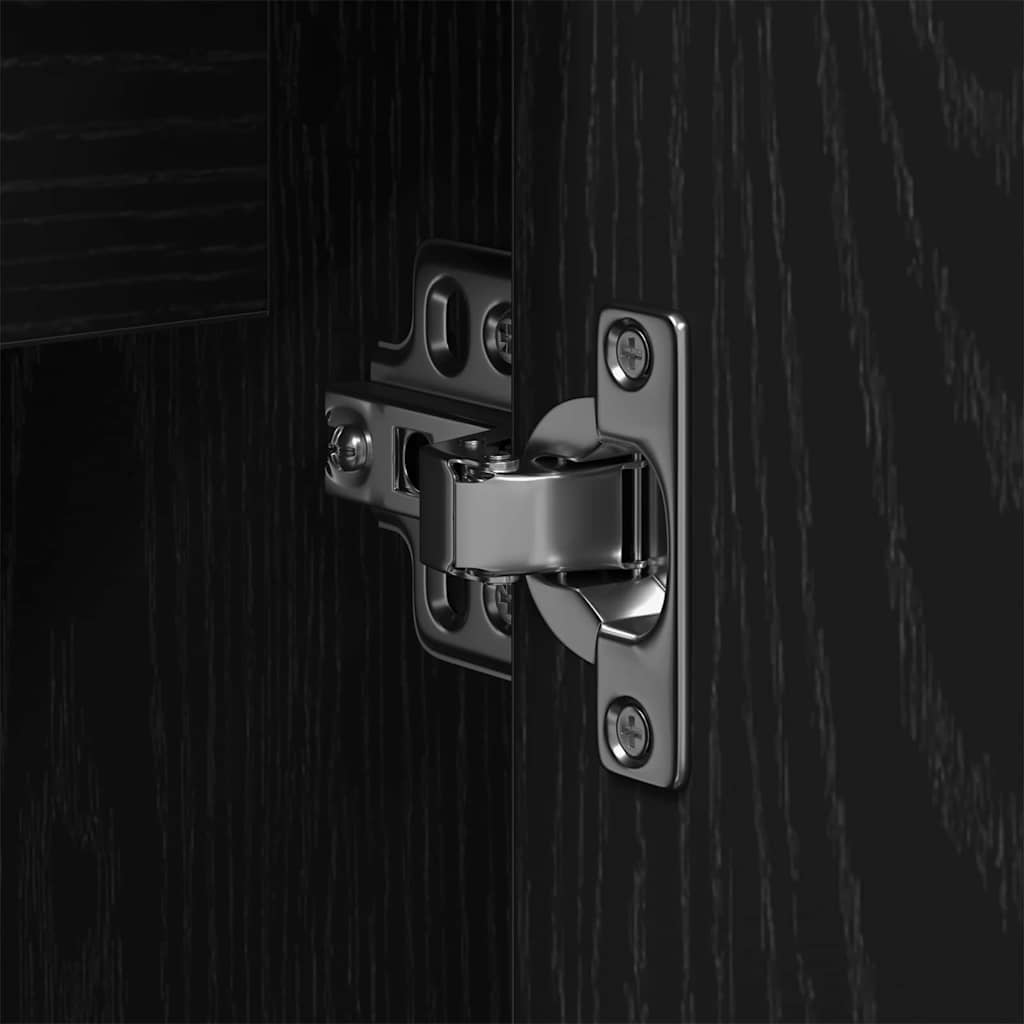 Badrumsskåp med handfat med lagring Svart Ek 80 x 30 x 60 cm