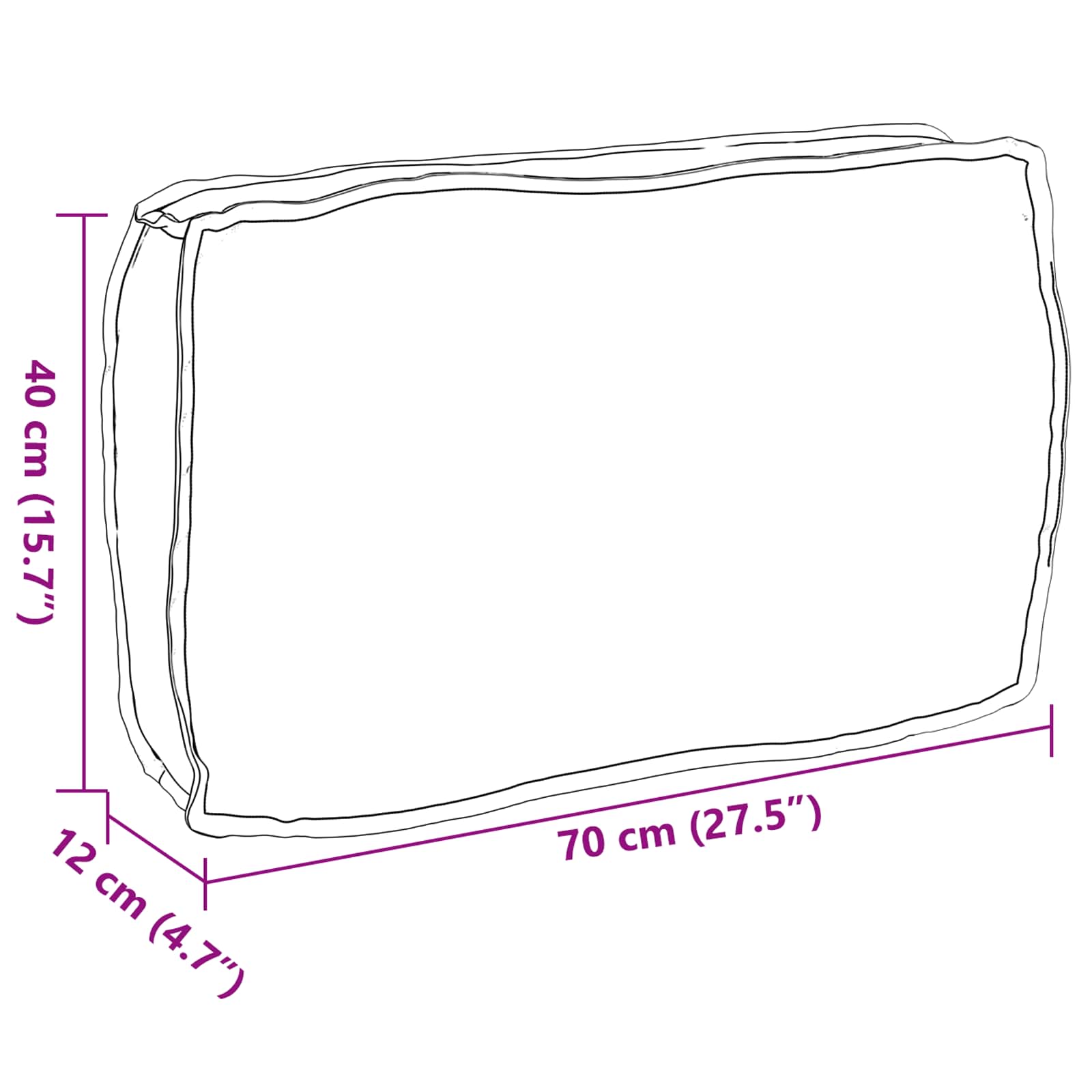 Kudde Antracit 70 x 40 x 12 cm Oxford Tyg