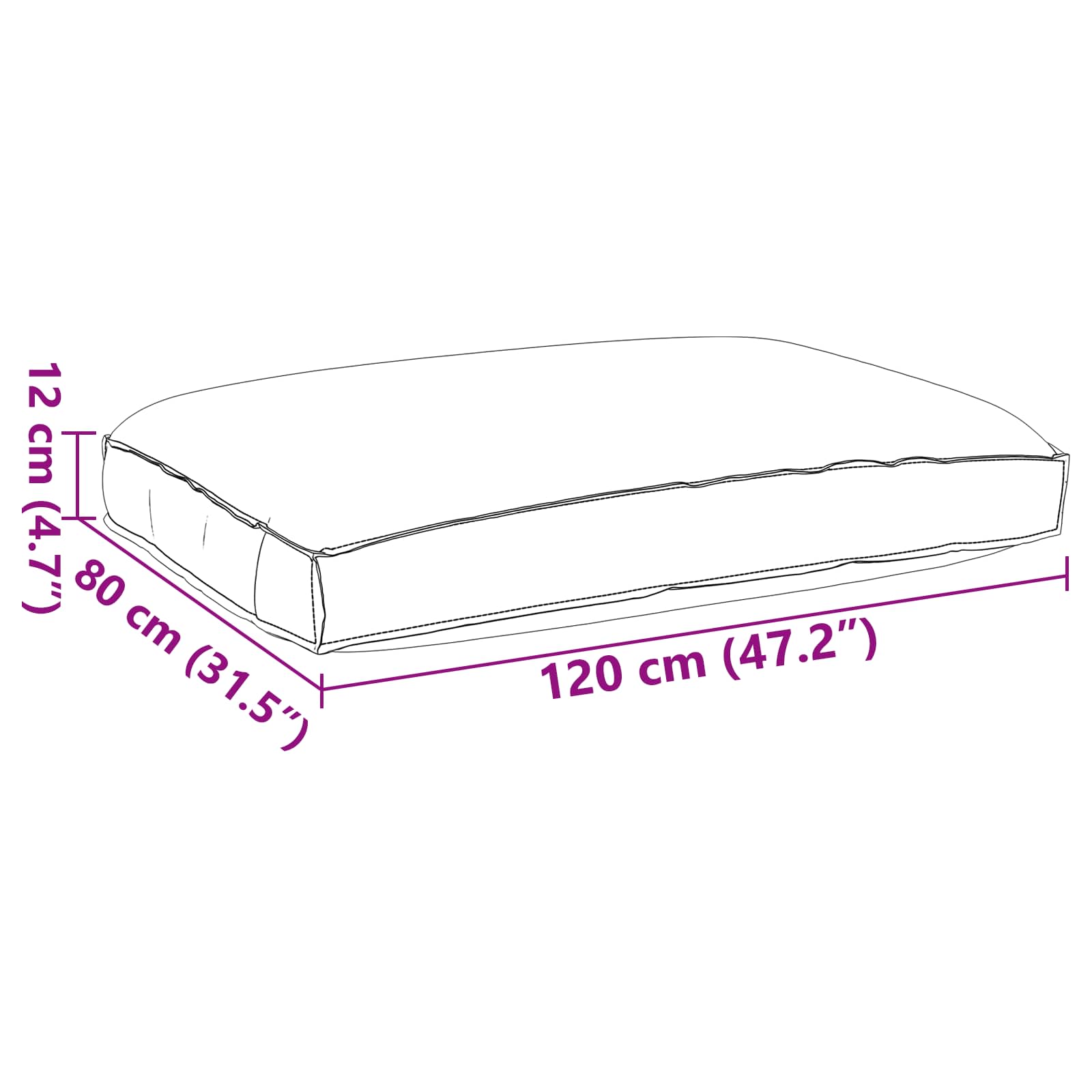 Kudde Kungsblå 120 x 80 x 12 cm Oxford Tyg