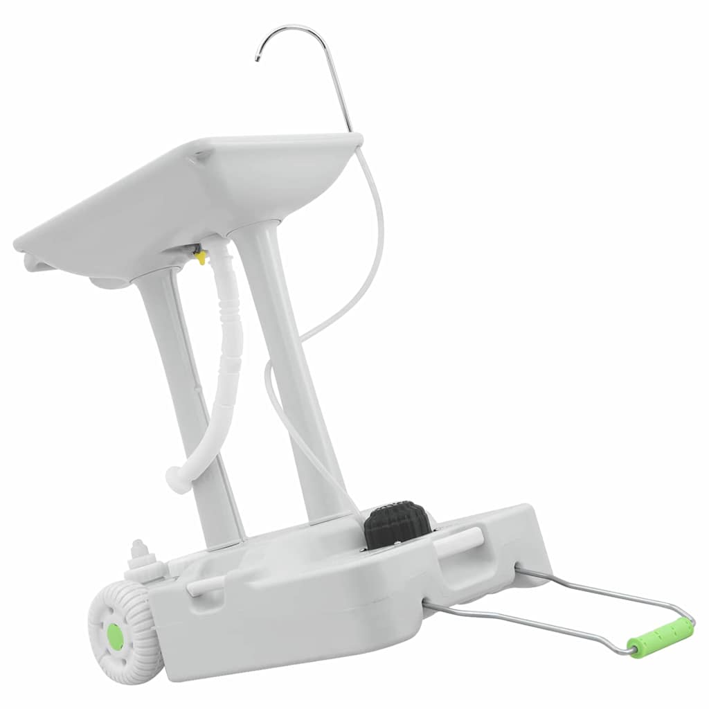 Camping Handtvättställ med Hjul Grå 72 x 42 x 103 cm