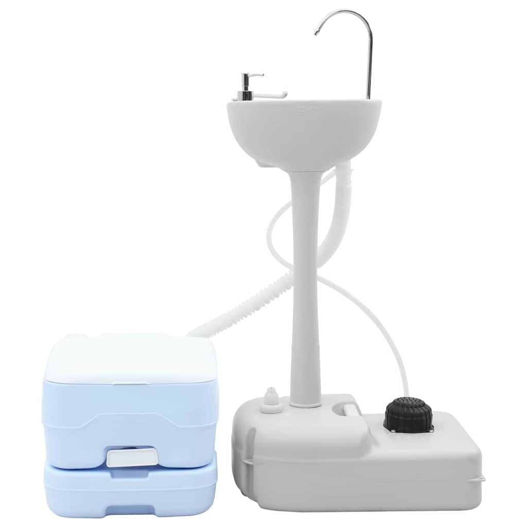 Camping Toalettsats 2 pcs Blå och Vit Högdensitetspolyeten