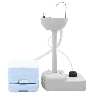 Camping Toalettsats 2 pcs Blå och Vit Högdensitetspolyeten