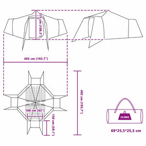 Tipi Tält med tak Grön och beige 492 x 492 x 275 cm tyg