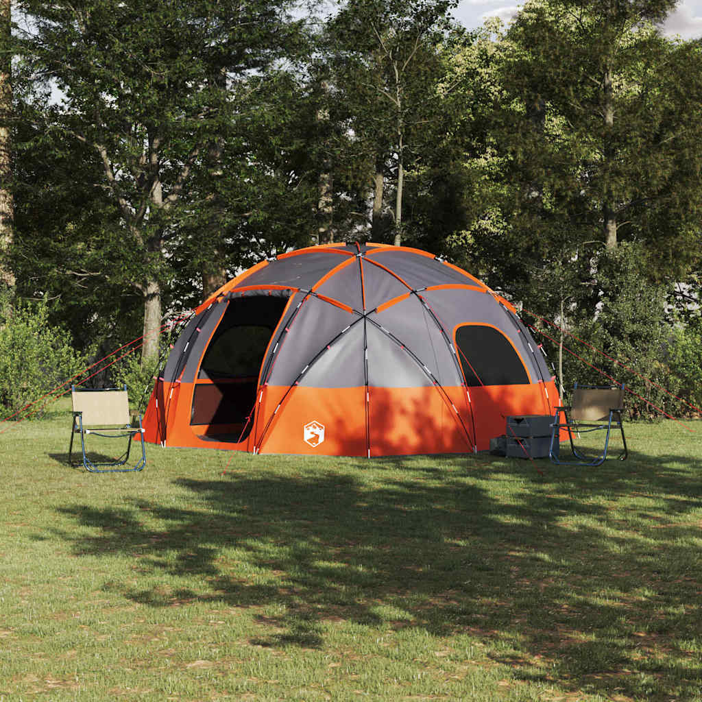 Campingtält med tak Grå och orange 475 x 475 x 235 cm Polyester